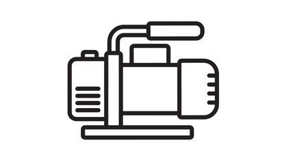 Water pump icon with a black outline, representing a simple line drawing of a water pumping machine for household use.