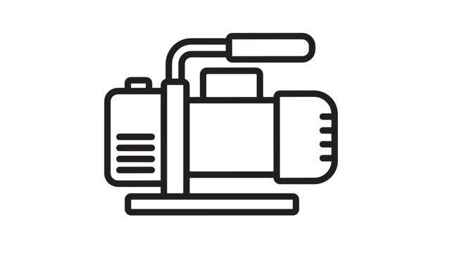 Water pump icon with a black outline, representing a simple line drawing of a water pumping machine for household use.