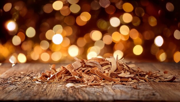 Wood Shavings And Festive Bokeh