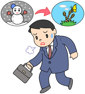 疾病・疾患・病気のイラスト - 春バテ・春うつ・季節の変わり目