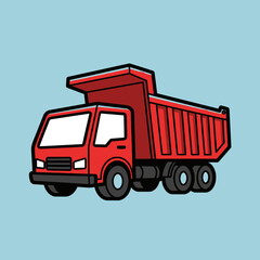 Fototapeta premium A red cartoon dump truck vehicle.
