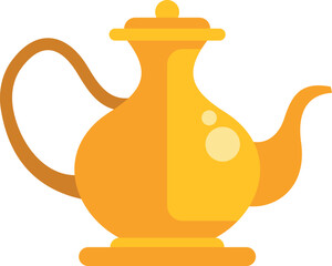 Naklejka premium Golden genie lamp, an antique vessel, symbolizing magic, wishes, and fantasy