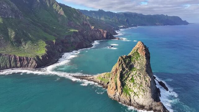 View of Anaga Rural Park from Roque de Tierra cliff in the Atlantic Ocean. Tenerife. Canary Islands.