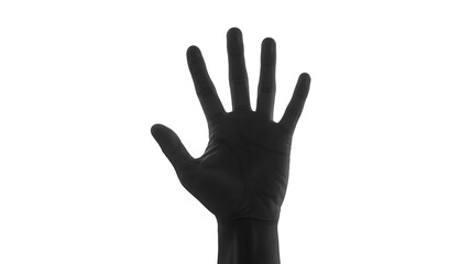 Obraz premium Black painted hand raised isolated on white background with shadow 