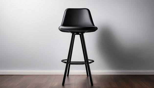 Minimalist Black Bar Stool Isolated On Transparent Background