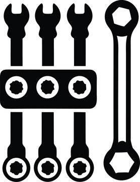 socket wrench set vector illustration on transparent background