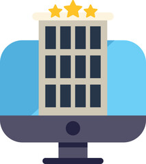 Naklejka premium Flat design illustration symbolizing online hotel booking and rating services