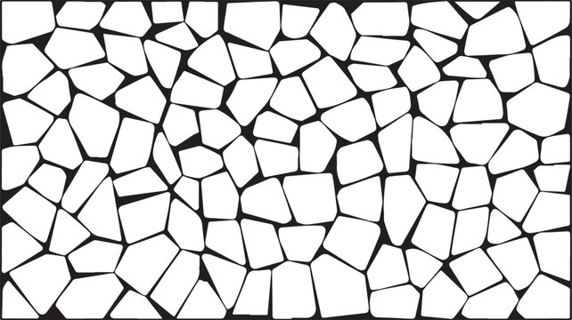 White and black mosaic pattern with irregular polygonal tiles