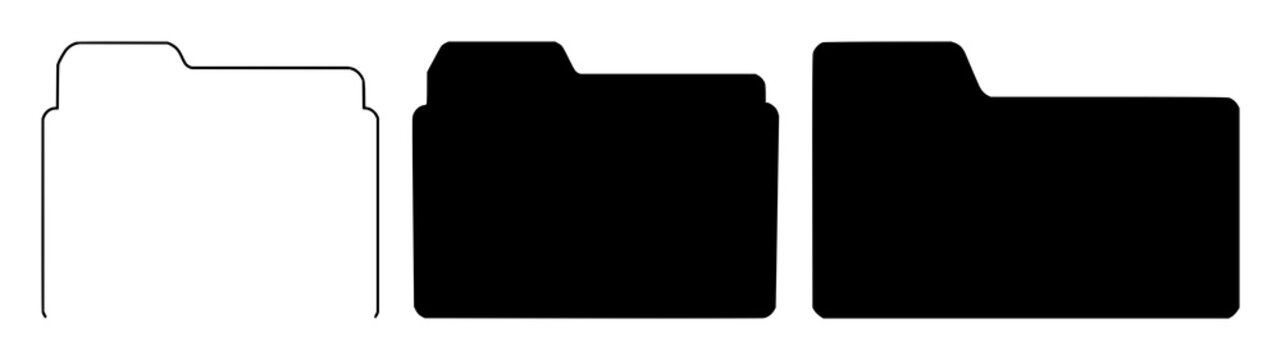 Folder directory set with silhouette style design featuring folder icon, directory symbol, vector graphic with computer and file