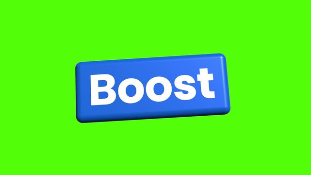 Boost Text Button Animation on Blue Background with Green Screen