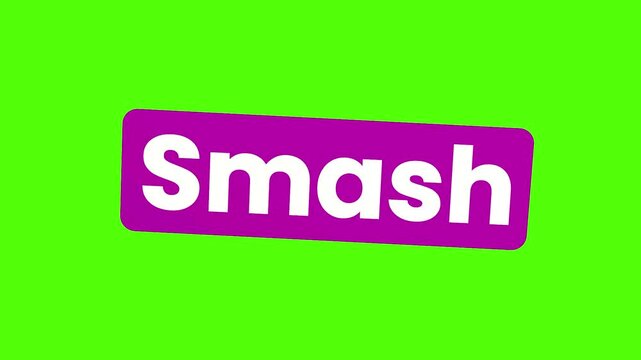 Smash Text Button Animation on Pink Background with Green Screen