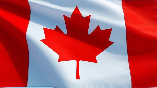 Canadian flag waving in the wind