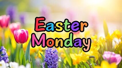 Celebrating easter monday in a vibrant flower garden