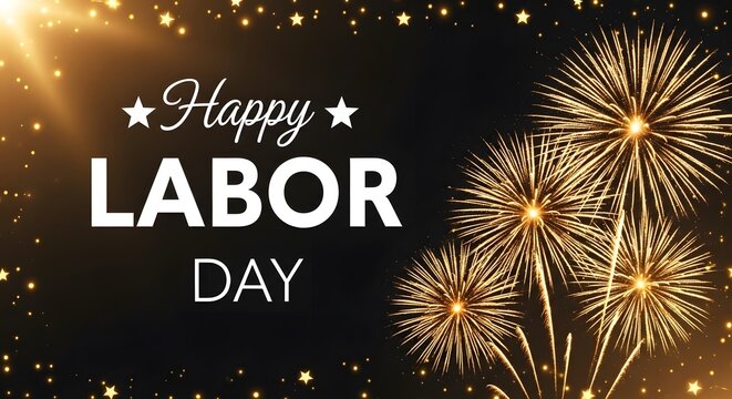 Happy labor day celebration with fireworks