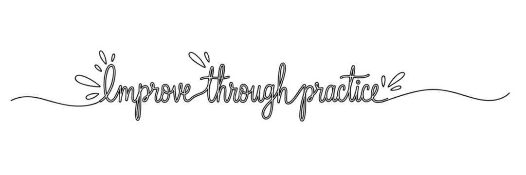 Calligraphy text reading improve through practice on white background, none editable stroke