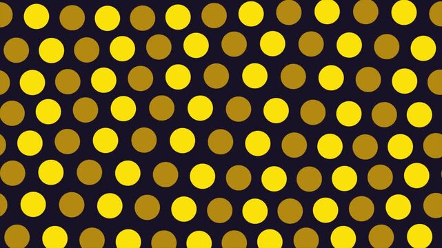 Seamless yellow and gold polka dot pattern on dark blue background