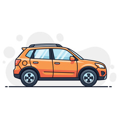 Obraz premium Orange crossover vehicle parked on flat neutral background. non editable strokes