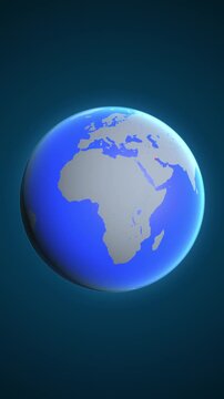 The animation shows a graphic representation of the earth and highlights the location and map of Kuwait colored red in vertical format.