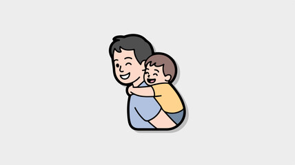 Obraz premium Smiling father hugging little child loving family moment warm embrace happy parenthood
