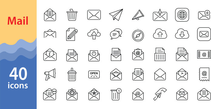 Minimal Email Line Icon Set &ndash; Modern Messaging and Communication Outline Vector Pack