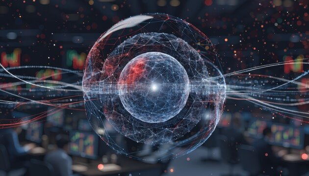 Closeup of bond token settlement status on a blockchain platform featuring transparent custody layers and transaction speed indicators with an unfocused trading desk behind.