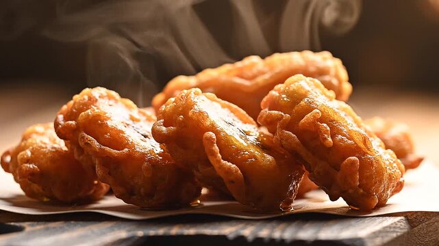 A plate of crispy fried chicken wings nuggets and breast served as a delicious meal or snack