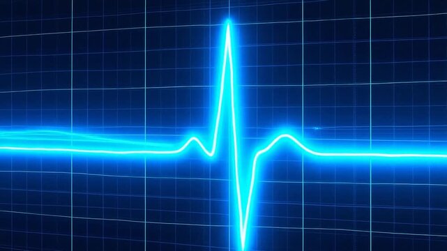 Blue neon heart rate line on grid