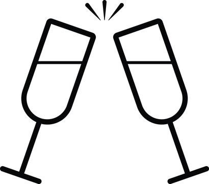 Two champagne glasses clinking together in a celebratory toast