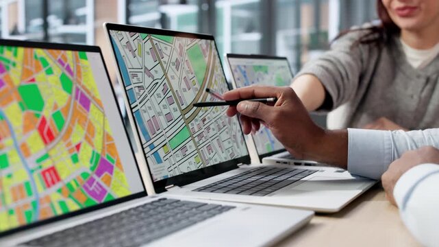 GIS Analysts Using Computer