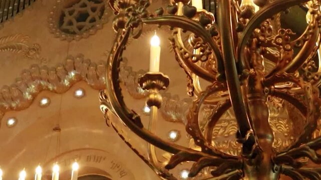 Art Nouveau Chandelier and Interior of Subotica Synagogue