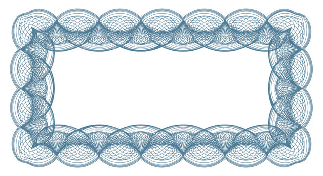 Blue Guilloche Certificate Border Frame, Intricate Security Pattern for Official Diplomas, Awards, Vouchers, and Financial Documents