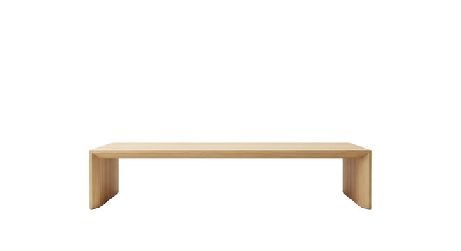 Modern minimalist wooden bench with simple design and light brown finish