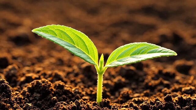 Young plant sprouting from soil