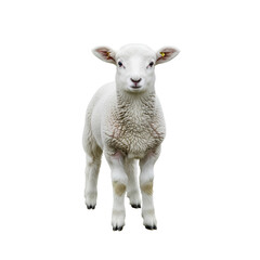 Obraz premium A Young White Lamb Standing on a White Background.