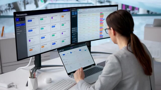 Modern Businesswoman Enhancing Efficiency