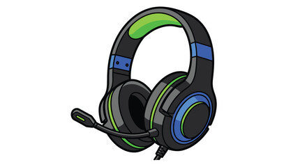 Naklejka premium Colorful vector graphic illustration of a modern gaming headset with blue and green accents