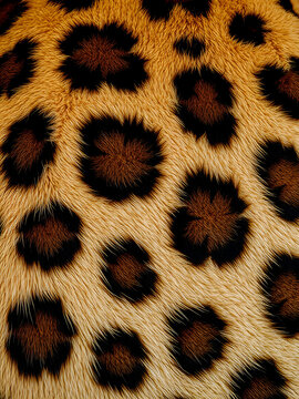 Close-up of a leopard's coat, showcasing its distinctive pattern and texture. The fur is a mix of tan and brown, with dark spots creating a captivating visual