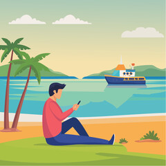 Fototapeta premium Digital Detox Concept Minimal Technology Break Illustration