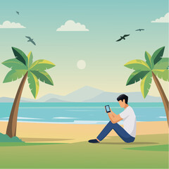 Fototapeta premium Digital Detox Concept Minimal Technology Break Illustration