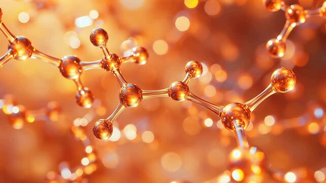 Molecular structure with glowing atoms