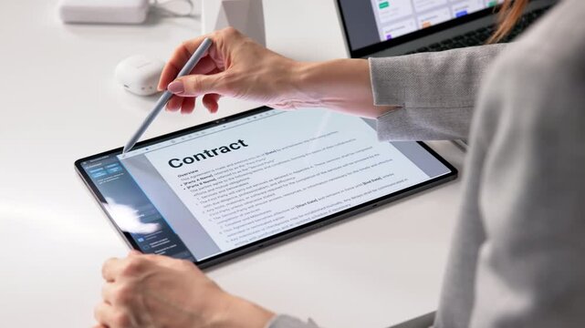 Business Analyst Reviewing Digital Contracts