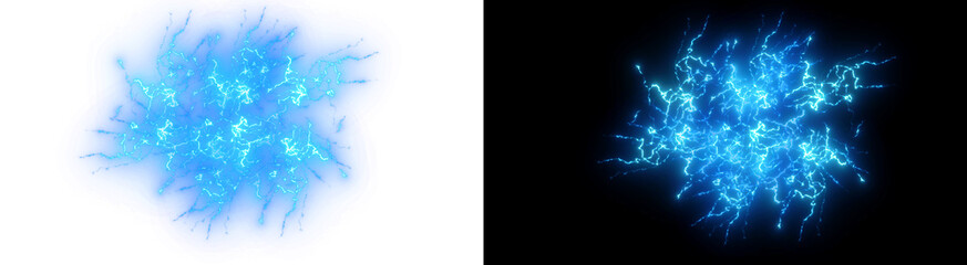 PNG image of Electric blue lightning blast, glowing plasma energy burst, magical thunder strike effect, cinematic power surge for gaming and motion graphics isolated on Transparent Background © NURUN