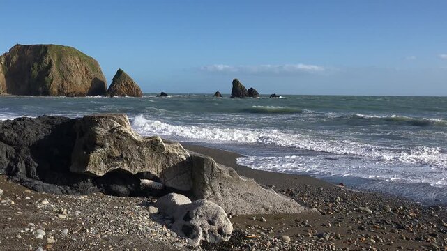 Spring light early morning high tide Copper Coast Waterford Ireland