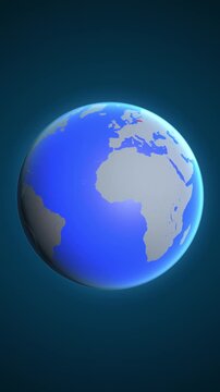 The animation shows a graphic representation of the earth and highlights the location and map of Latvia colored red in vertical format.