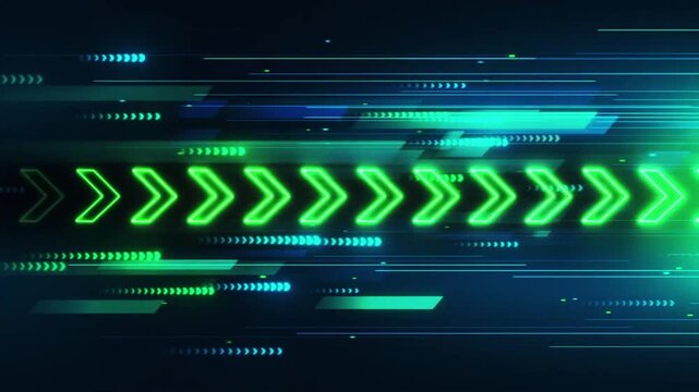Abstract animated background with glowing large arrows
