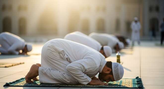  Prayer in a Grand Mosque Courtyard