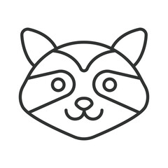 Fototapeta premium Raccoon face, icon in line design. raccoon, animal, wild, mammal, cute, forest, wildlife on white background vector. raccoon face editable stroke icon