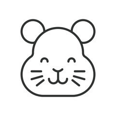 Obraz premium Hamster face, icon in line design. hamster, pet, animal, rodent, cute, small, domestic on white background vector. hamster face editable stroke icon