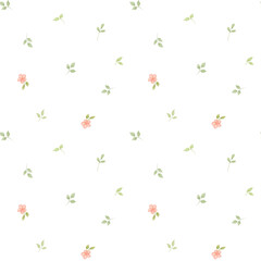 Cute floral pattern with tiny flowers on white background. Seamless ditsy print for spring textiles, vintage wallpaper © Elena