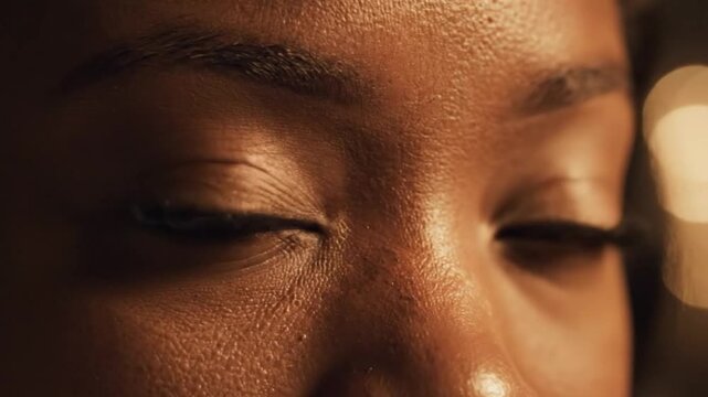 Close-up of eyes blinking and looking around, human emotion and perception concept